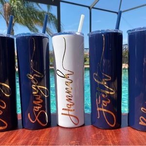 Navy or White New Customized 12 oz “Mini Skinny” by Maars Insulated Tumbler